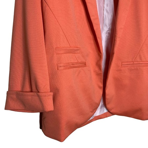 Face Face Blazer Open Front Pockets Orange 3/4 Sleeves Lined NWT Women's Size M - Picture 2 of 10